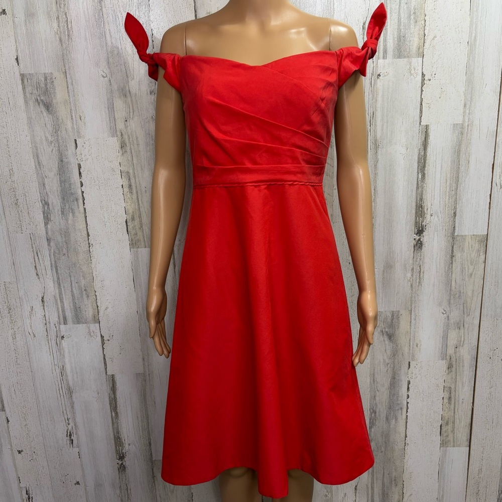 J. Crew‎ Silk Blend Red Off-Shoulder Dress - Picture 2 of 10